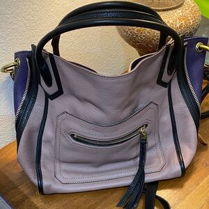 orYANY Purple and Black Leather Shoulder Bag